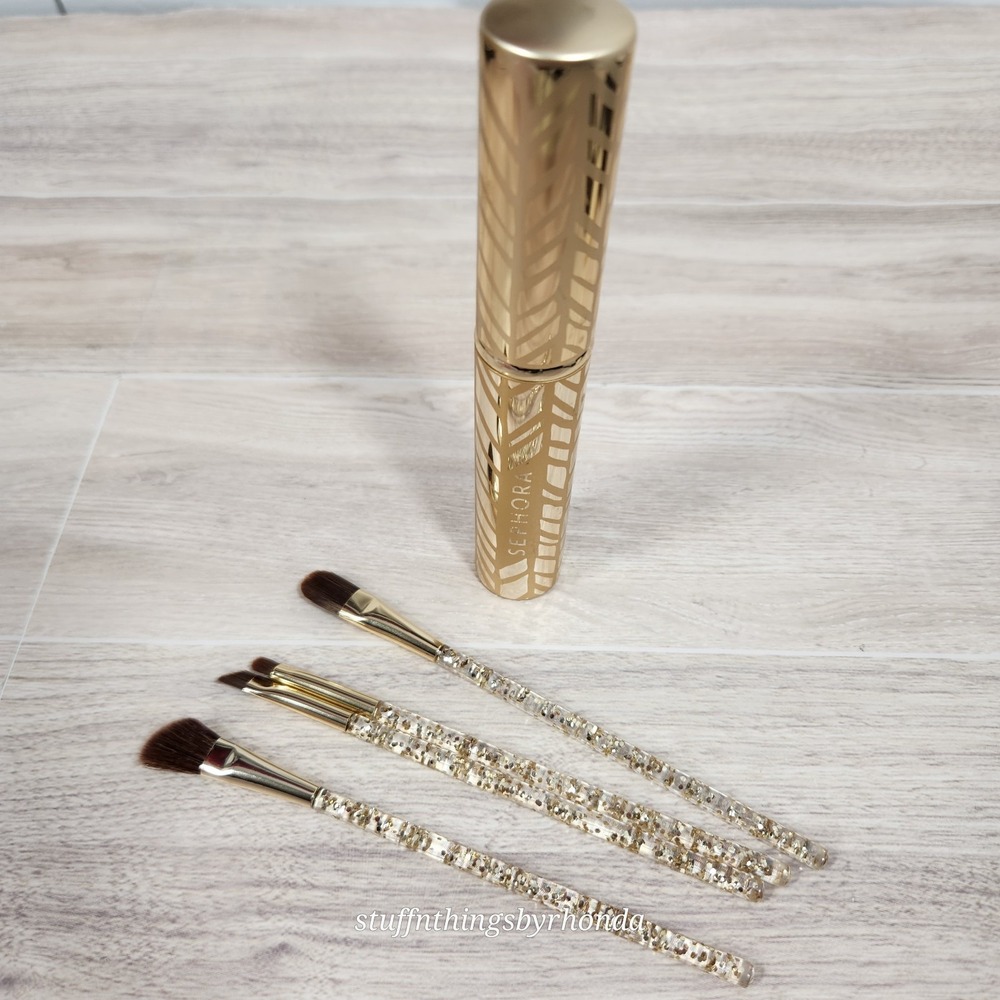 New‎ Sephora Collection 'Glimmer In Her Eye' Eye Brush Set 4 Brushes And 1 Case
